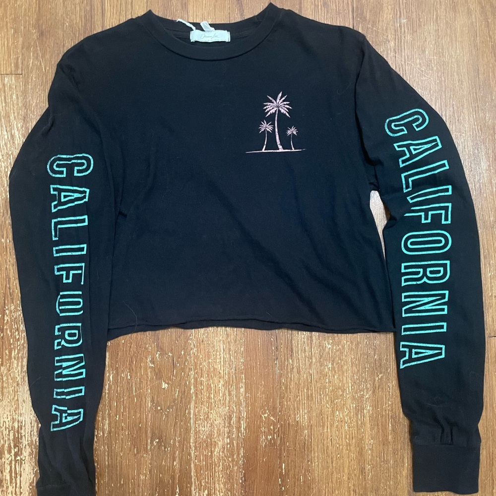 Black Cropped Long Sleeve California Tee
